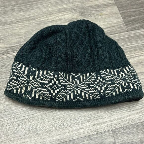 Vintage Eisbär Beanie Hat Cap Eistor Knit Merino Wool Aztec Tribal Teal‎ Blue